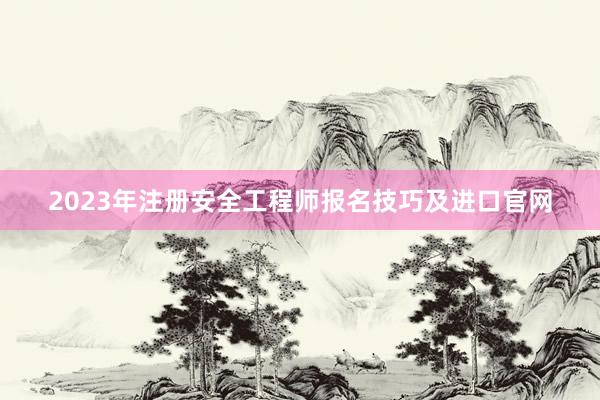 2023年注册安全工程师报名技巧及进口官网