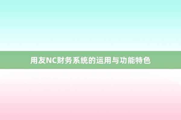 用友NC财务系统的运用与功能特色